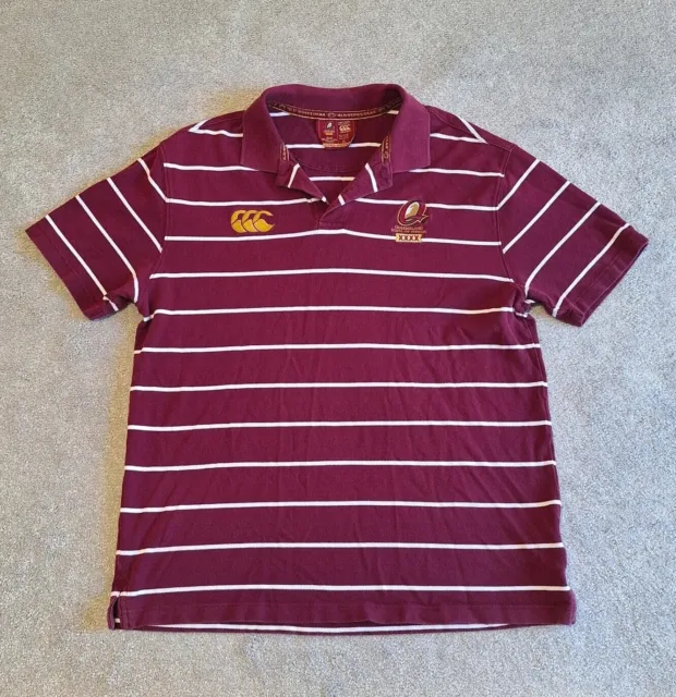 Queensland Maroons Rugby League State Of Origin Mens Polo Shirt Size Xl Striped