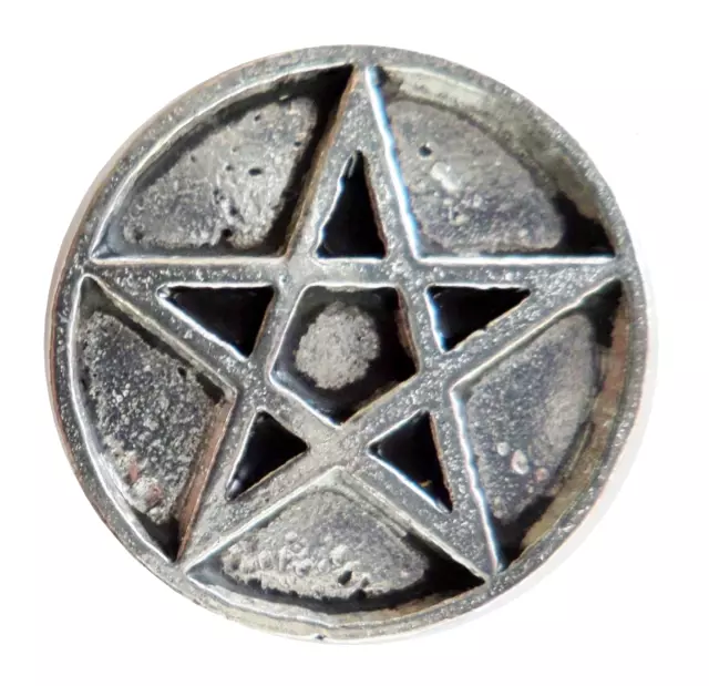 Pagan Wicca Pentagram Occult Pewter Pin Badge - Hand Made in Cornwall