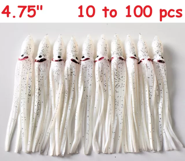 10-100 Pcs 4.75 Hoochie Squid Skirts Pink/white Fishing Lures Select  Pieces