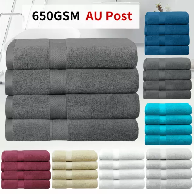 4 Pcs 100% Combed Cotton Soft Bath Towel Set 650GSM Luxury Sheets 68cm x 137cm