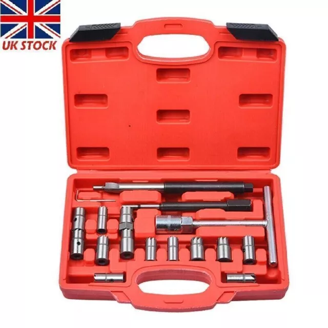17pcs Diesel Injector Seats Cutter Cleaner Carbon Remover Universal Car Tool Set