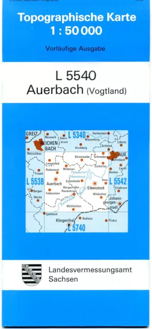 Topographische Karte 1:50 000, Blatt L5540 AUERBACH (Vogtland)