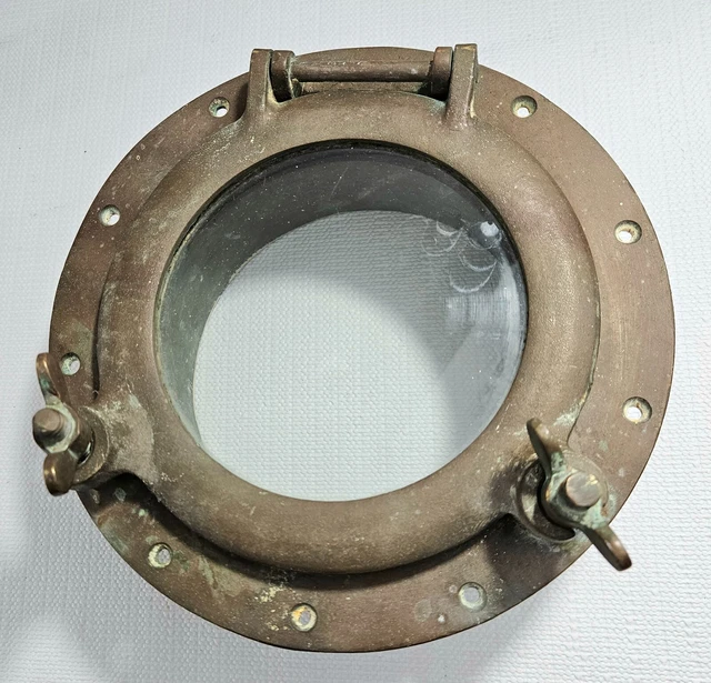 Authentic Salvaged  10" Vintage Bronze Ship Porthole - Boat Nautical Martime
