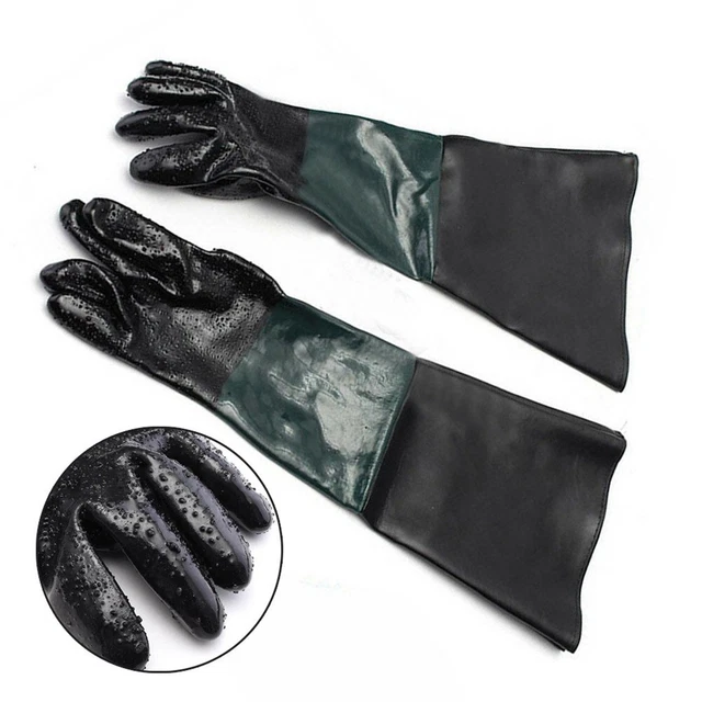 Nuevos guantes de chorro de arena guantes costuras verdes costuras negras