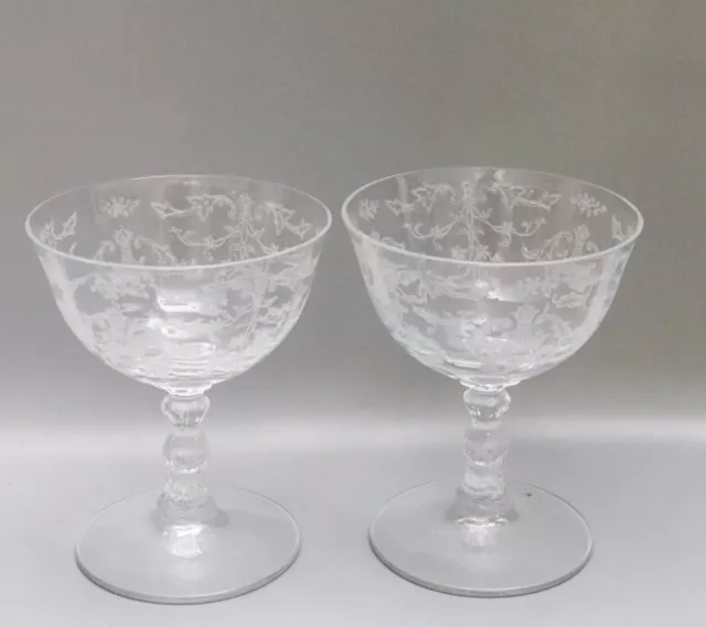 2 Fostoria Glass Navarre Pattern Crystal 4 3/8" Low Sherbets