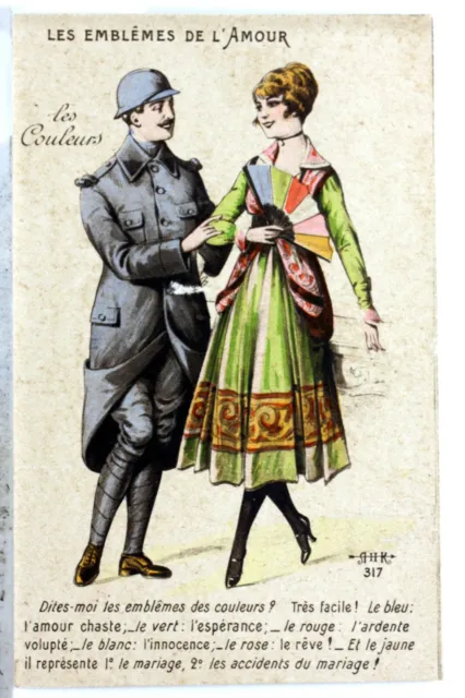 Les Emblemes De L Amour    Ww1 1914 Cpa  France  Carte Postale Postcard 1223