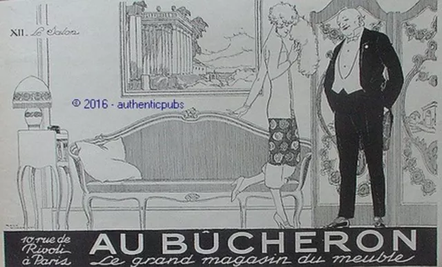 Publicite Au Bucheron Le Salon Signe Rene Vincent De 1925 French Ad Pub Art Deco