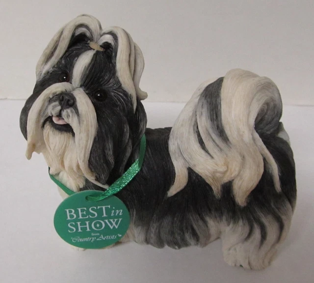 Shih Tzu Country Artists Best in Show Black White Dog Figurine