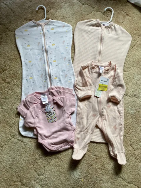 Newborn Baby Girls Clothes And Sleep suit/sack Bundle