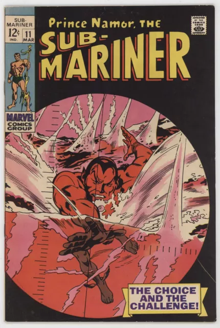 Sub-Mariner 11 Marvel 1969 VF Gene Colan Roy Thomas Namor Gun Target