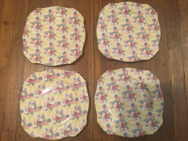 Yellow chinz Royal Winton Grimwades Welbeck Vintage 1995  Dinner  four plates