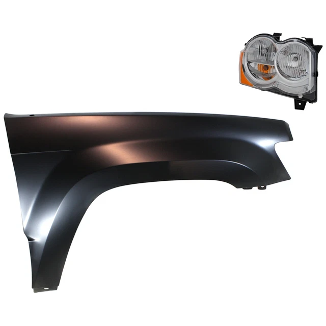 Kit Headlight Driving Head light Headlamp Passenger Right Side Hand for Jeep