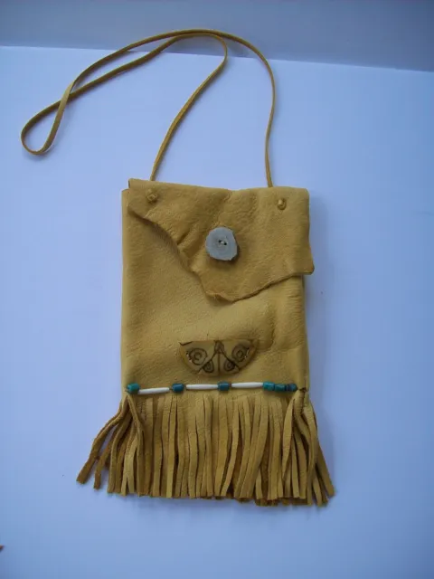 New handcrafted handmade Small Elkskin turtle Shell deco Handbag purse Folk Art