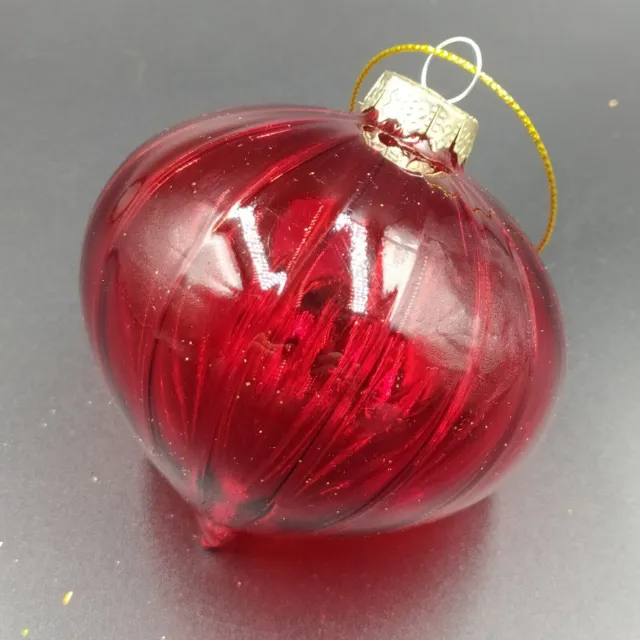 Boule conique rayée en verre Transparent rouge A223, ornement d'arbre de noël