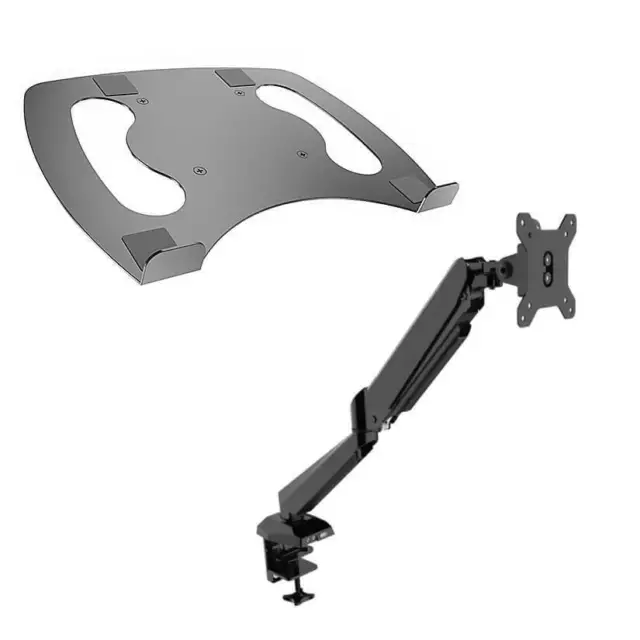 Monitor Mount Arm Stand Bracket + Laptop Tray Holder Adapter LCD Screen Desktop