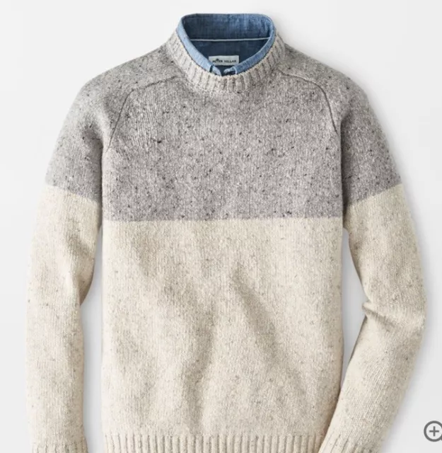 Peter Millar Merino Wool Alpaca Sweater Mens Lg Color Block Crew Neck Pullover