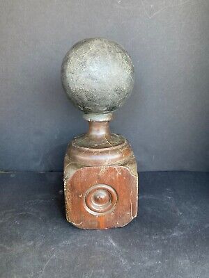 Antique Victorian Turned Wood Finial Newel / Bed Post Ball Cap
