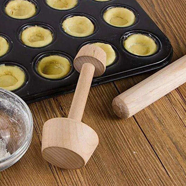 Molde de tarta de huevo manipula para tarta de huevo empujador de madera de doble cara hágalo usted mismo hornear ToZ8