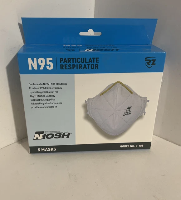 N95 NIOSH PARTICULATE Respirator Mask No l188 Pack Of 5 EUR 21,00 PicClick FR