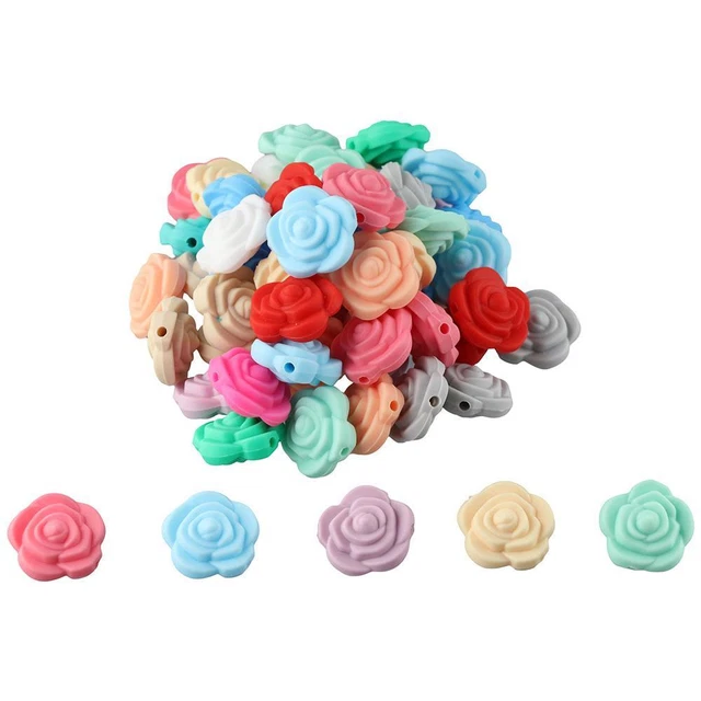 20mm Silicone Beads Set Rose shape Loose Beads Bulk  DIY Jewellry Making Craft