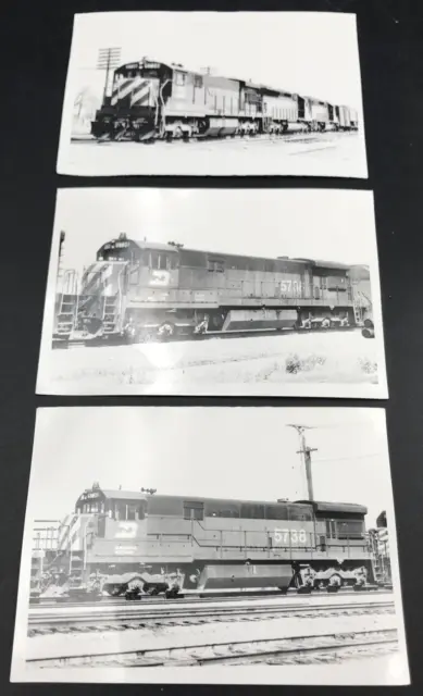 3 - Burlington Northern Railroad BN #5738 U33C Locomotive Train B&W Photos