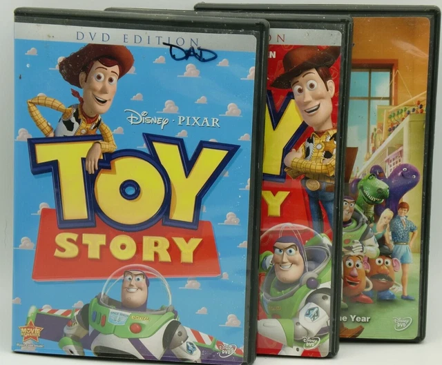 TOY STORY 1, Toy Story 2, Toy Story 3 DVD Movie Lot Set Excellent