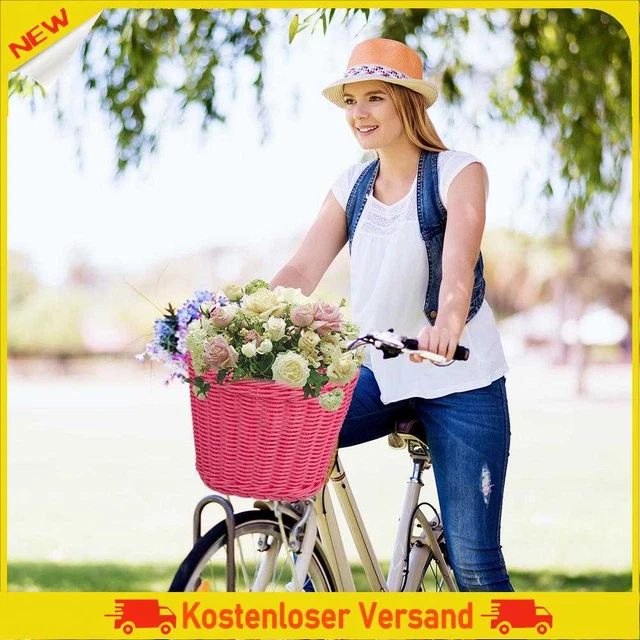 4 teile/satz Rattan Fahrrad Korb + Glocke + Quaste + Aufkleber Lagerung Korb (Ro