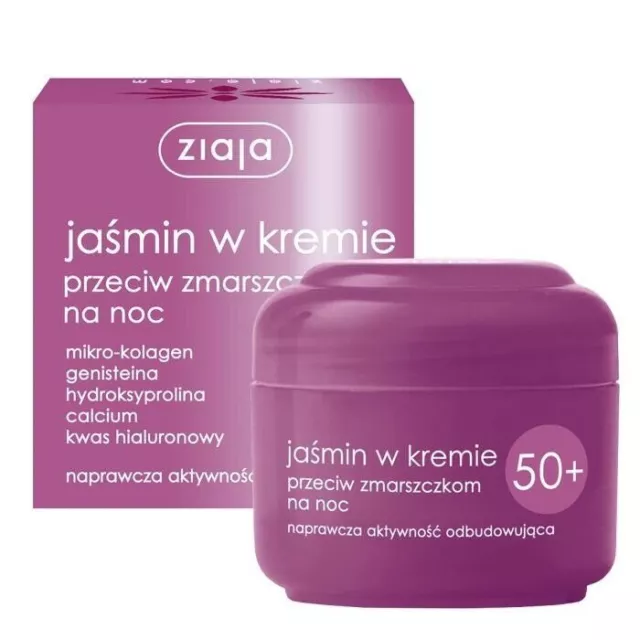 Ziaja Jasmine Anti-Falten-Nachtcreme und glättet die Haut 50+ 50 ml