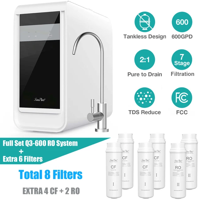 Purificador del sistema de filtro de agua RO ósmosis inversa sin tanque con 8 filtros