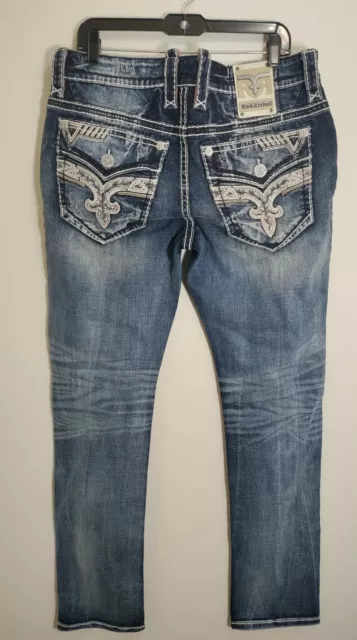 Rock Revival Mens Jeans Alternative Straight 33x33 Naethan A201 Distressed Light 2