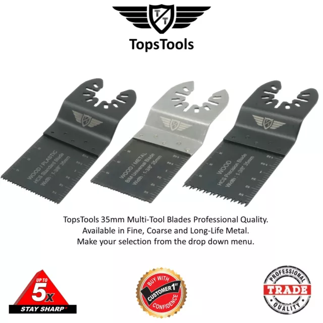 TopsTools 35mm Fast Change Multi Tool Blades For Dewalt Stanley Black & Decker