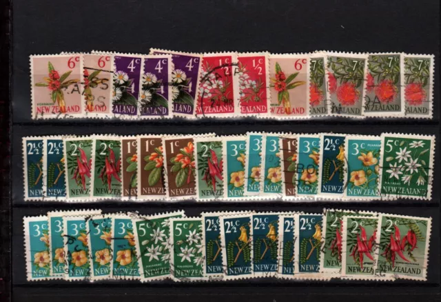 NEW ZEALAND 1967 DEFINITIVE NATIVE FLOWERS SET ½c to 7c GOOD USED (L045)