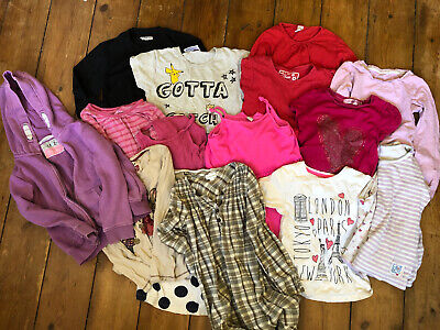 Le ragazze Bundle Felpa con Cappuccio, T-shirt top, abiti, Pigiama Rosso Rosa Viola 7-8 anni