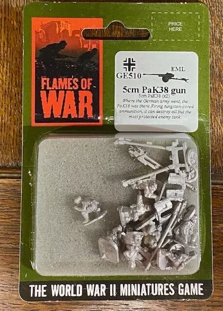 15mm Flames of War German (Pre-plastic Models) 5cm Pak38 Guns (2 Guns with Crew)