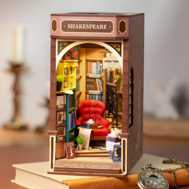 Rolife DIY LED Book Nook Kit 3D Holzpuzzle Bücherregaleinsatz Mini-Puppenhaus