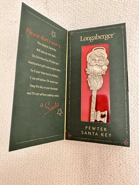 Longaberger Pewter Santa Key Boxed Lets Santa In The House  2002
