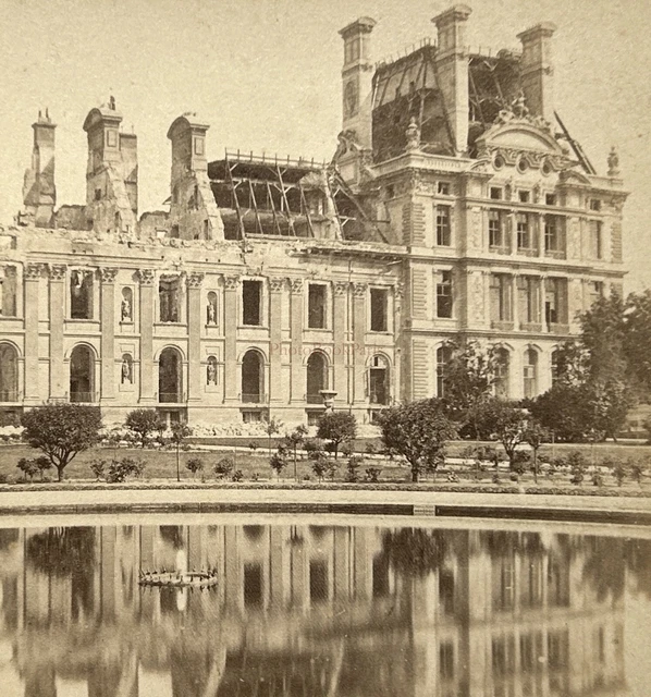 Photo Stéréoscopique Vintage Des Ruines Du Château Des Tuileries à Paris - Circa 1871 - Tirage Albuminé