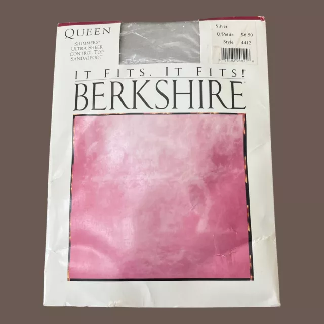 Berkshire Queen/Petite Shimmers Control Top Pantyhose, Silver NWT