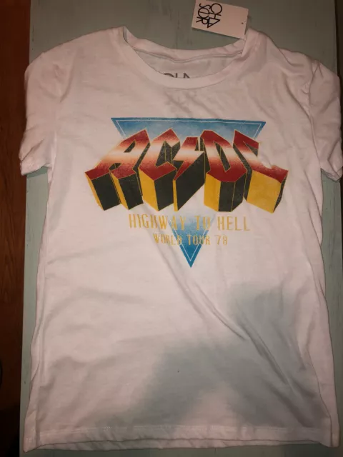 NWT CHASER AC DC Band Tee White XS Highway To Hell