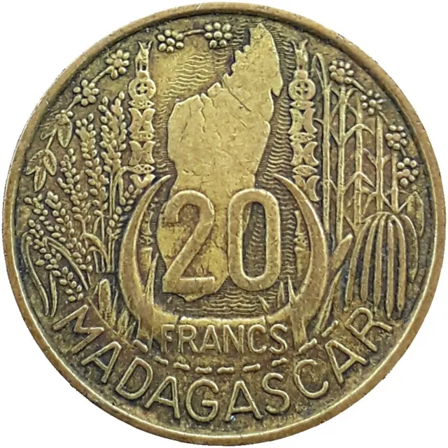 Madagascar French Colony 20 francs 1953 KM#7 Union Française (5630)