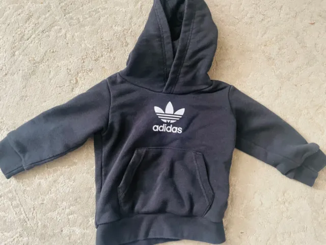 Adidas black baby hoodie warm sweater with hood hat  3-6M boy girl unisex