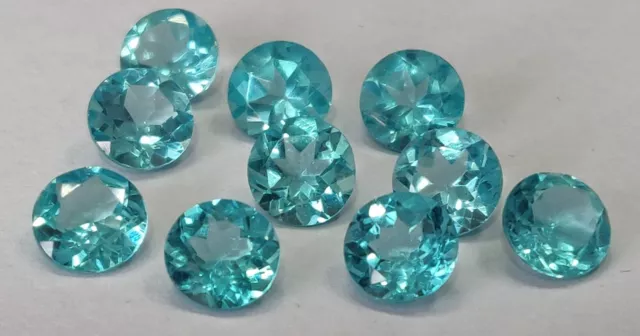 10 pc Lot Of Natural Paraiba Color Apatite 2mm to 7mm Round Faceted AAA Quality