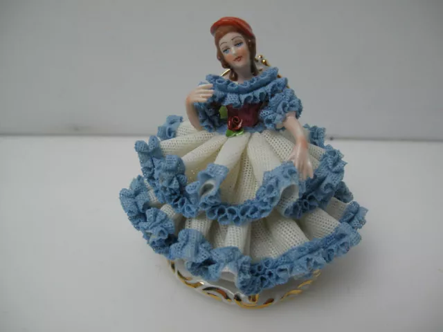 Vintage German Dresden Lace & Porcelain Figurine Karl Klette 3.5" H