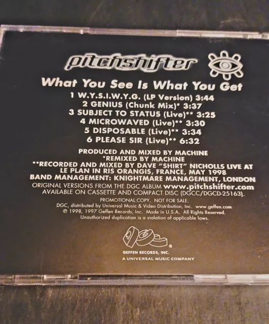 PitchShifter "What You See Is What You Get" Promo CD