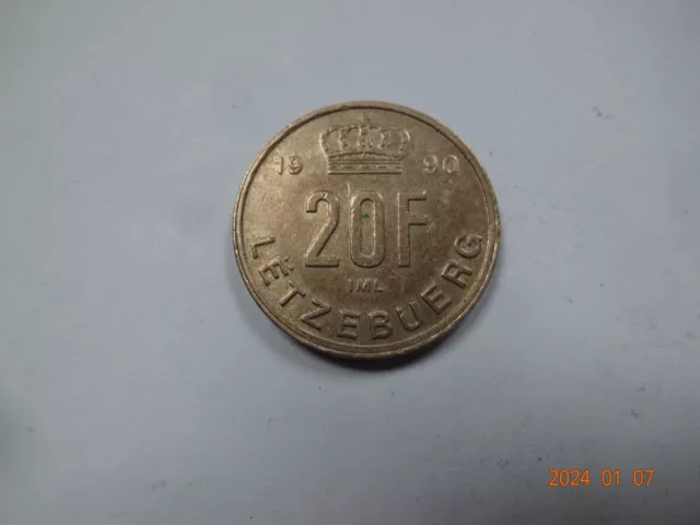 Luxembourg : 20 Francs, Jean, IML, 1990