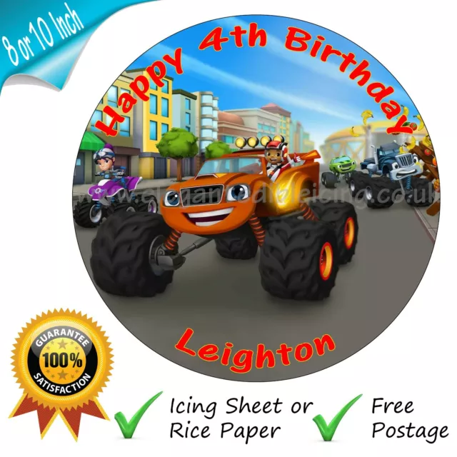 Blaze And The Monster Machines Cake Topper Personalised Edible Cake Topper