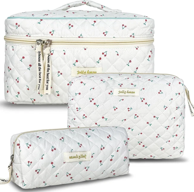 Borsa Cosmetici 3 Pezzi Floreale - Velluto, Cerniera, Per Trucco E Viaggio, Portatile E Morbida - Foto 10