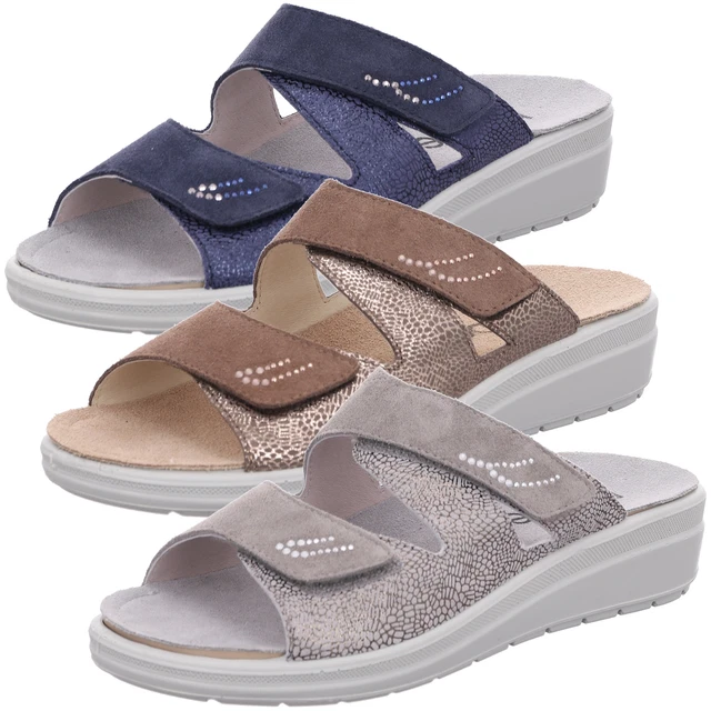 Rohde Mules Femmes Cuir Paillettes Pression Strass Semelle Amovible Rivella 5729