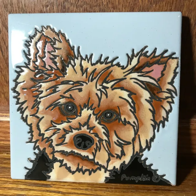 Yorkshire Terrier Dog - Hand Painted Tile by Pumpkin Tile - 6 x 6" - D144