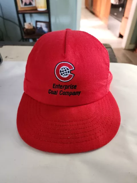 Vintage Enterprise Coal Co. Snapback Hat Red Mesh Trucker Cap NOS